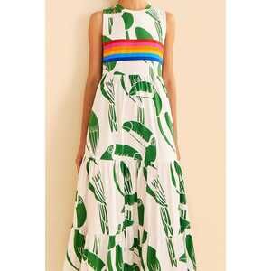 Off-White Rainbow Toucans Organic Cotton Maxi Dress